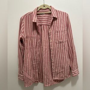 Madewell 100% Cotton Striped Pink Flannel Button Down Shirt